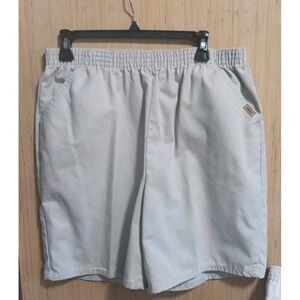 Chic Sz 18‎ Beige Ladies Vtg Bermuda Shorts 100%Cotton Pull On Elastic Waist